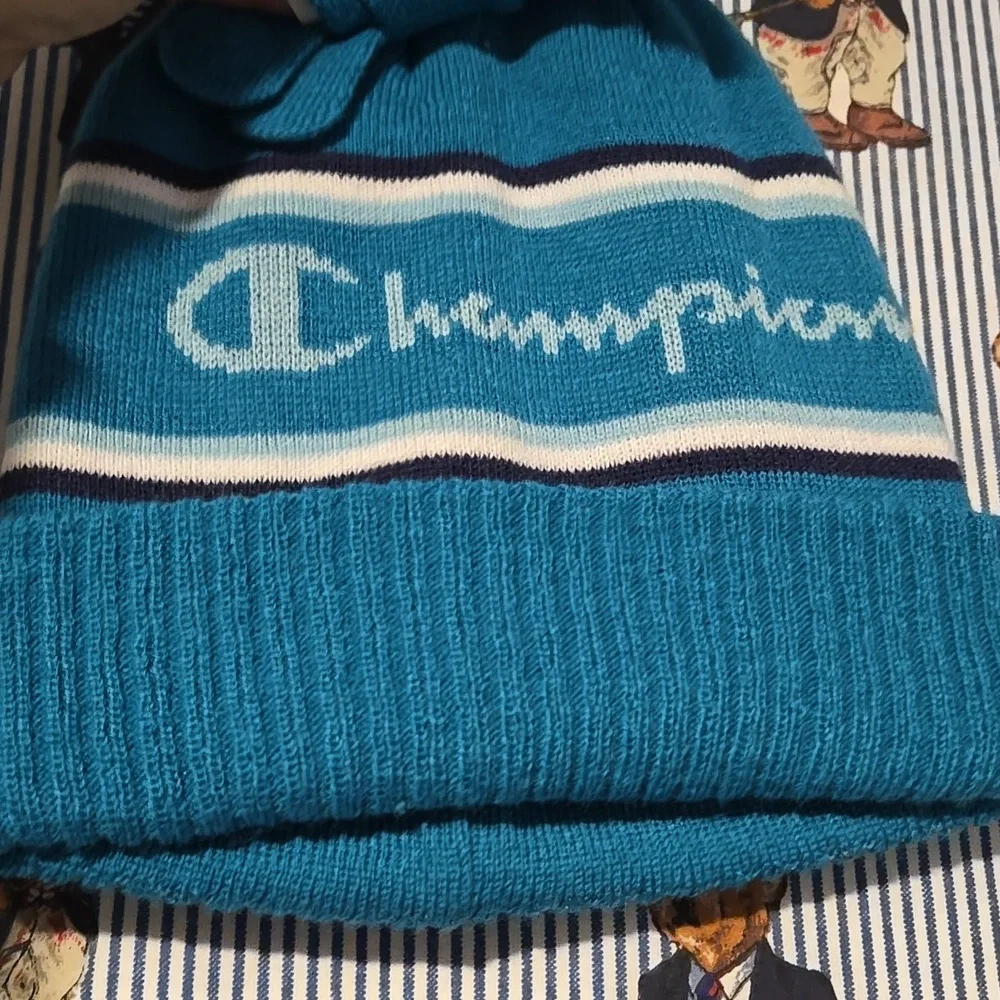Kids Champion Teal 2 Piece Hat And Gloves Set Unisex